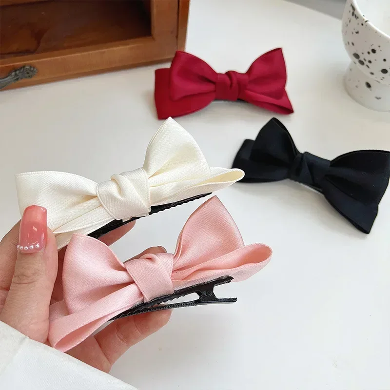 Women Sweet Bow Hair Clip Girls Ribbon Bowknot Princess Hair Style Accessories Child Colorful Fairy Barrettes Bangs Side Hairpin