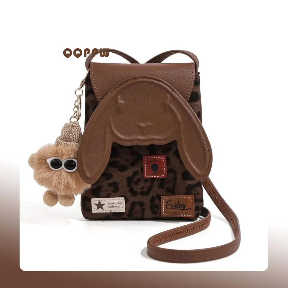 

Женская кожаная сумка через плечо с милым кроликом, маленькая сумка через плечо, сумка для мобильного телефона