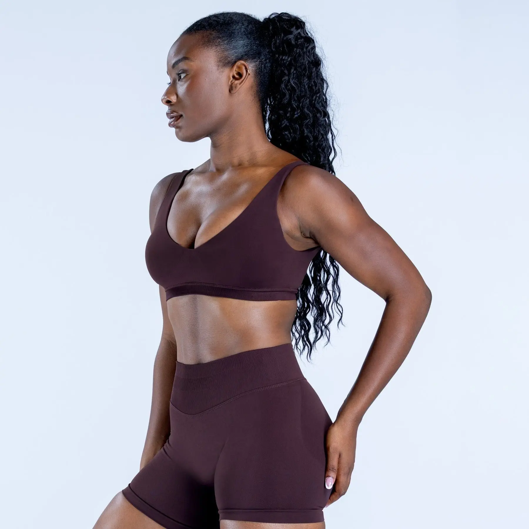 Yoga Textured Front V-shaped Back High Elastic Beauty Back Bra Seamless Yoga Bra Sports Bra