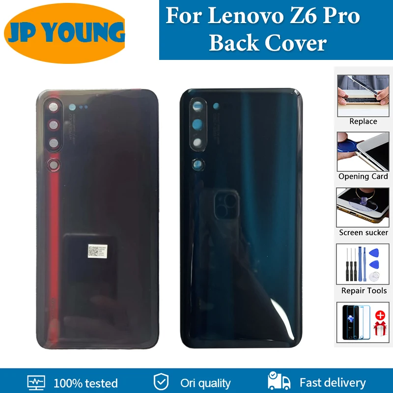 Original Back Battery Cover For Lenovo Z6 Pro Back Cover L78051 Housing Door Rear Case Battery Back Cover With Adhesive Replace