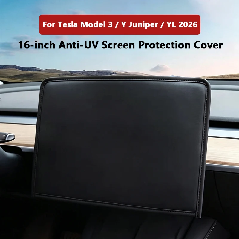 16-Zoll Mittelkonsolen-Bildschirmschutzabdeckung für Tesla Model 3 / Y / YL 2026 Anti-UV Sonnenschutz Navigationsdisplay Staubschutz – Detail 1