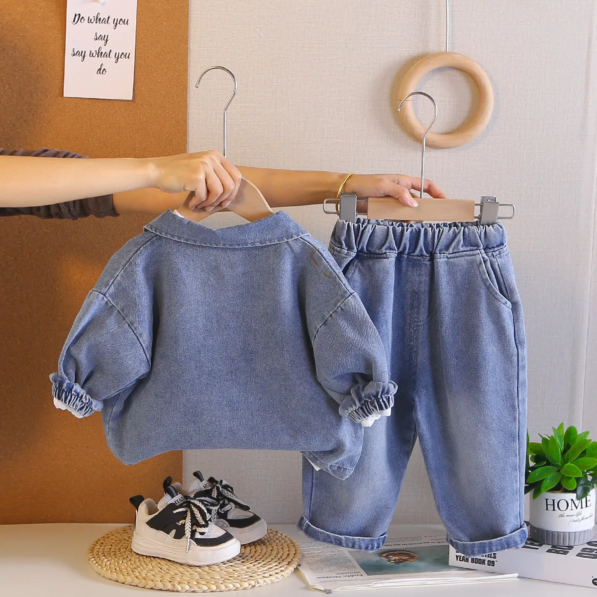 Spring Autumn Baby Boy Clothes Toddler Boys Gradient Denim Jacket + T-Shirt + Jeans 3 Piece Set Kids Casual Streetwear Outfits