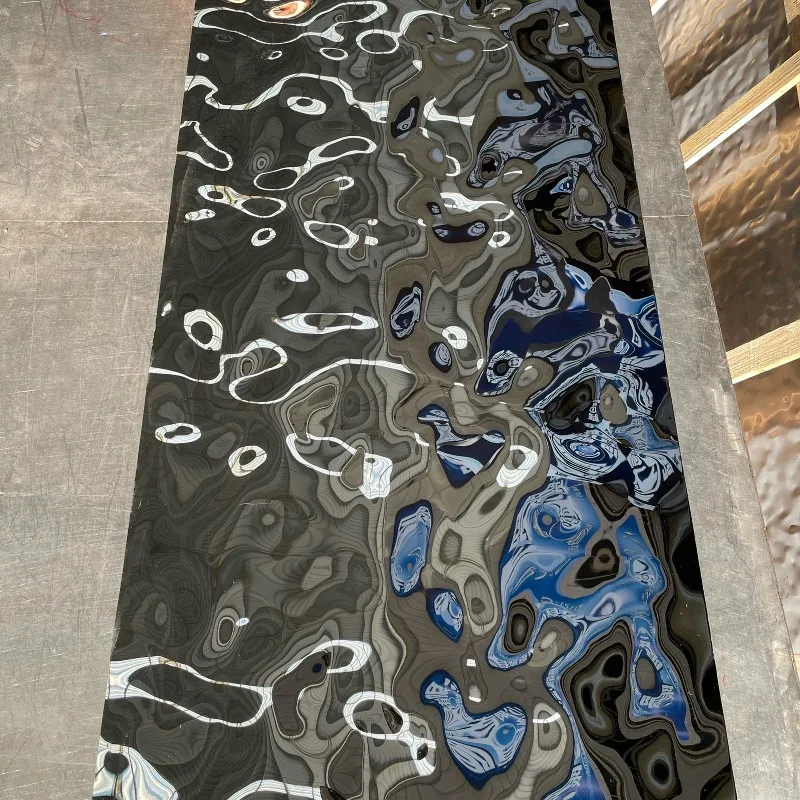 Water Ripple Stainless Steel Plate 8k Mirror KTV Hotel Decoration Metal Embossed Ceiling Wave Concave