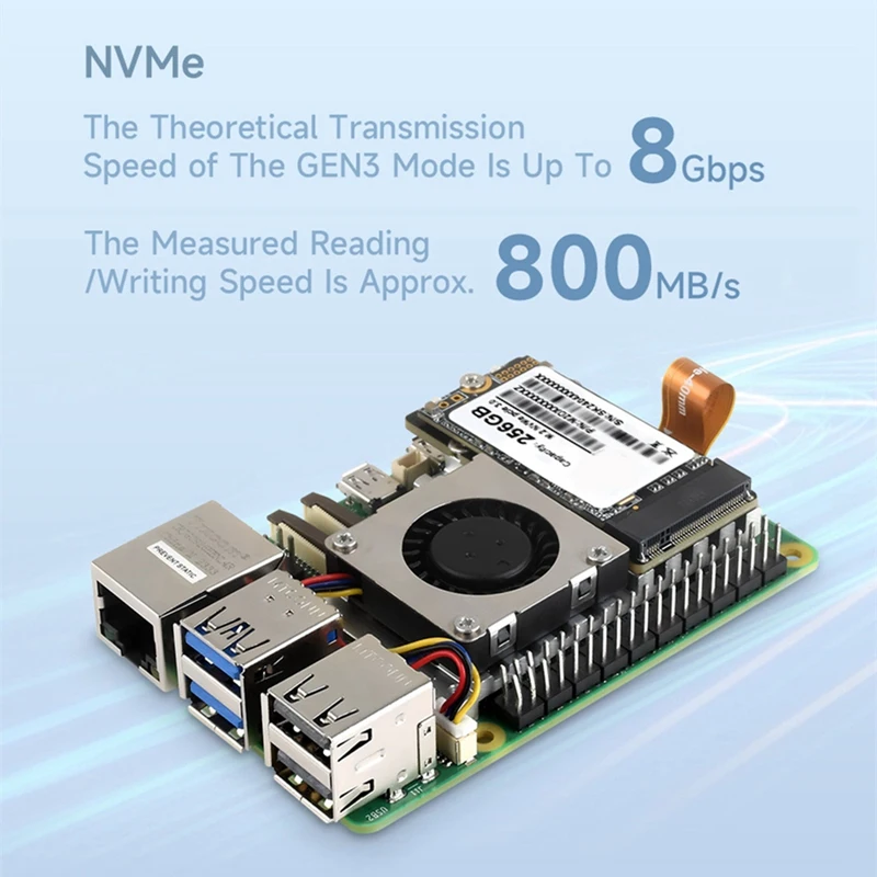 Pcie To M.2 Adapter Board For Raspberry Pi 5, With Cooling Fan, Compatible With 2242 / 2230 Size Nvme Protocol M.2 SSD