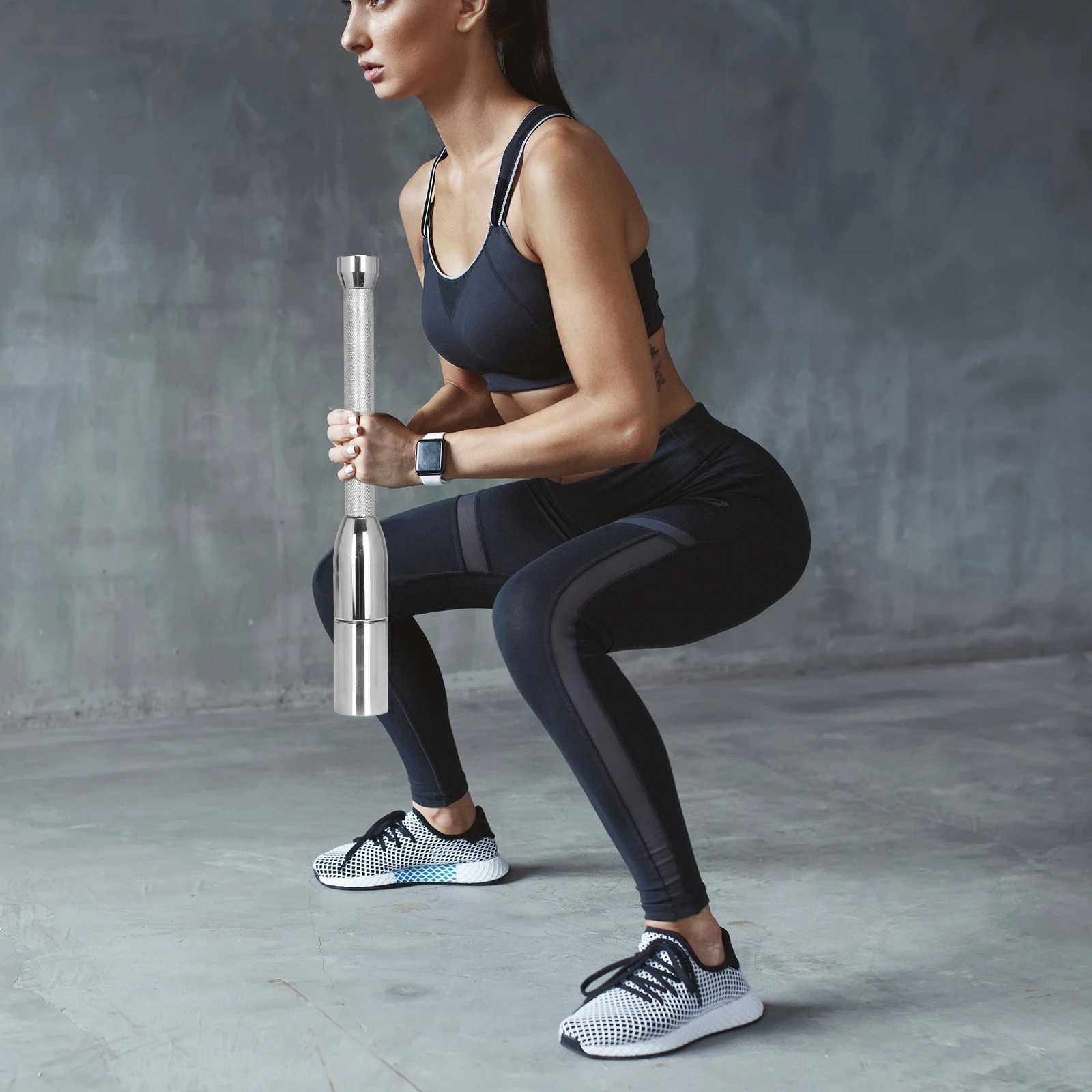 

Solid Pure Steel Barbell Anti-Slip Strength Training Macebell Clubbell Wear Resist for Exercise Grips & Forearms Workouts