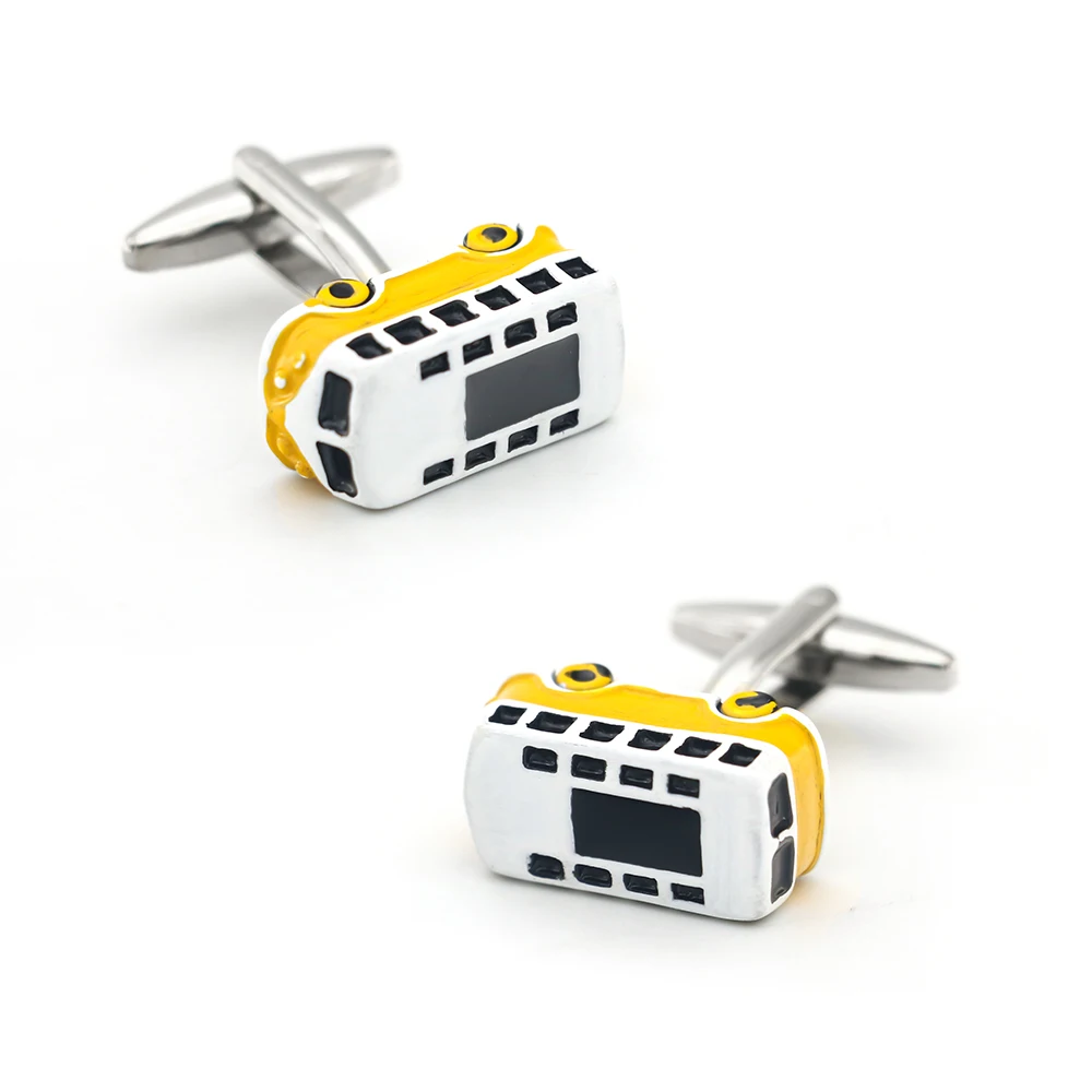 iGame Bus Cuff Links Quality Brass Material Yellow Color Public Tansport Design Cufflinks Wholesale & Retail