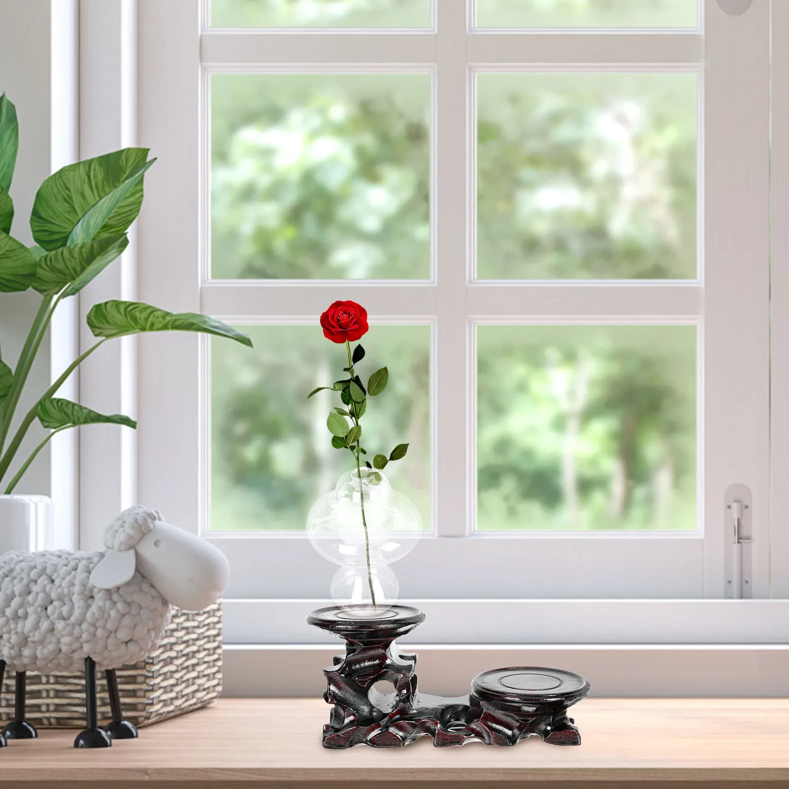 木製植木鉢ベース手作り根彫りディスプレイスタンド屋内屋外用盆栽像花瓶工芸装飾台座