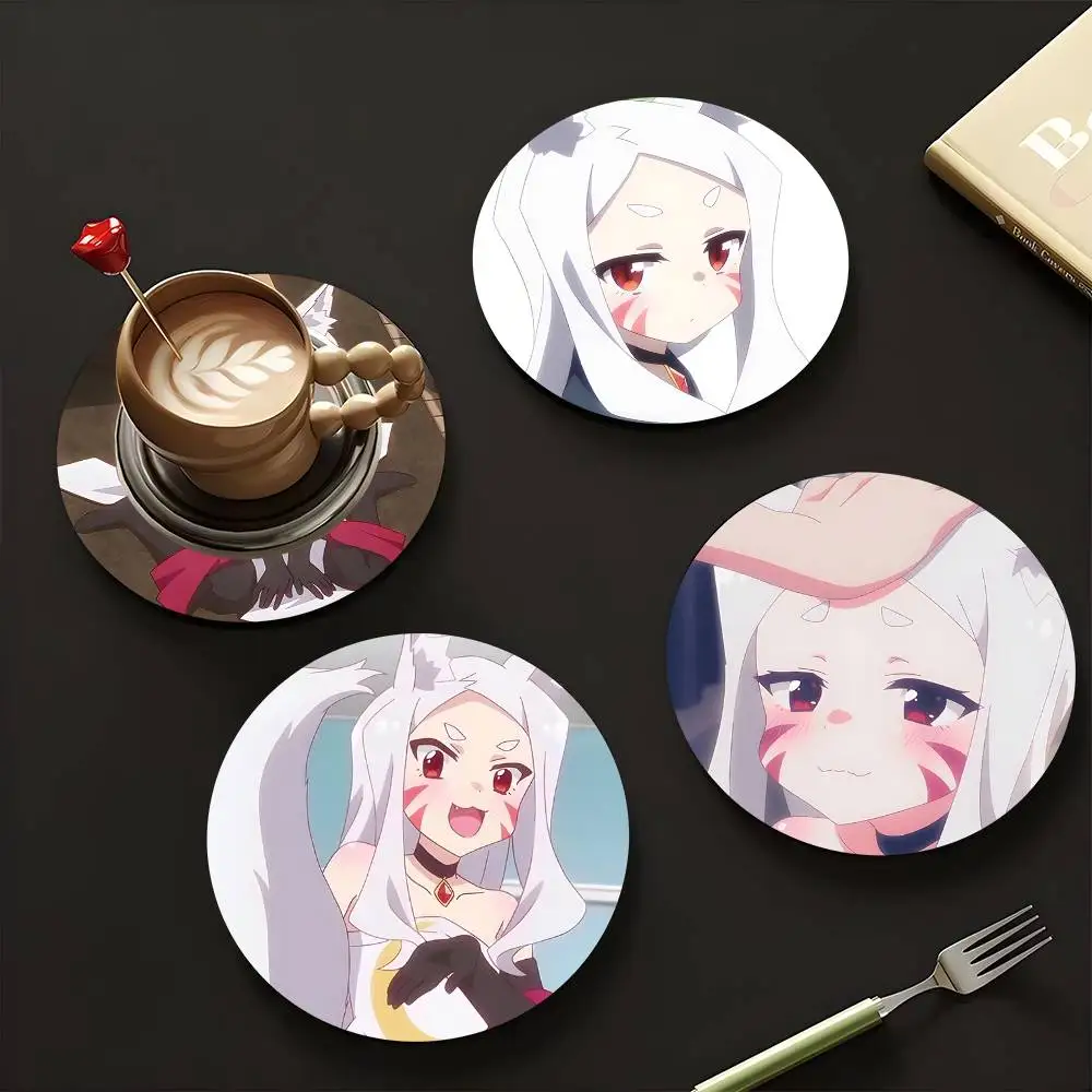 1pc Shiro The Helpful Fox Senko-san Wooden Coaster Colour Printing Cup Mat Home Desk Decoration Gifts