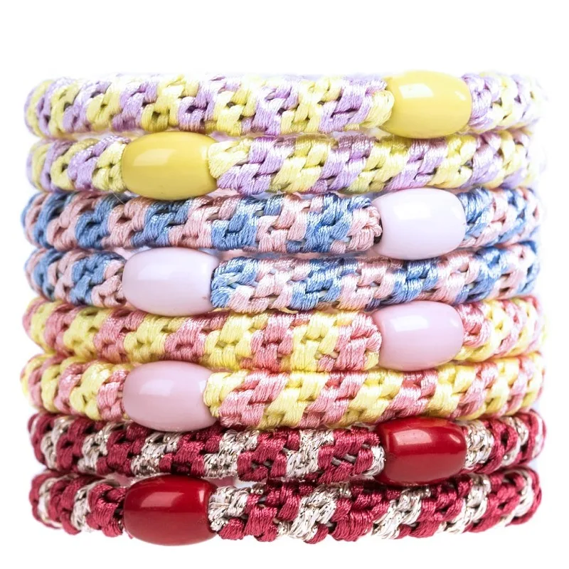

10/15PCS Elastic Hair Tie for Women Girls, Cotton Bands Soft Woven Ponytail Holders for Thick Double Mixed Colors