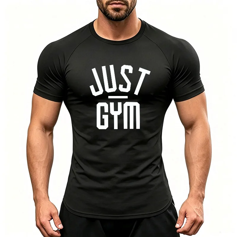 Men Sports Running T-Shirts Quick Dry Short Sleeve Crew Neck Gym Workout Top Breathable Slim Fit Athletic Compression Tee