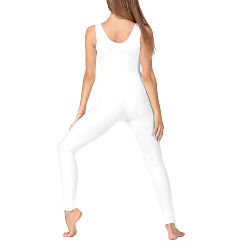 Women Spandex Nylon Ballet Tank Unitard Bodysuit Sleeveless One Piece Jumpsuit for Adult Black Gymnastics Stage Dance Costumes