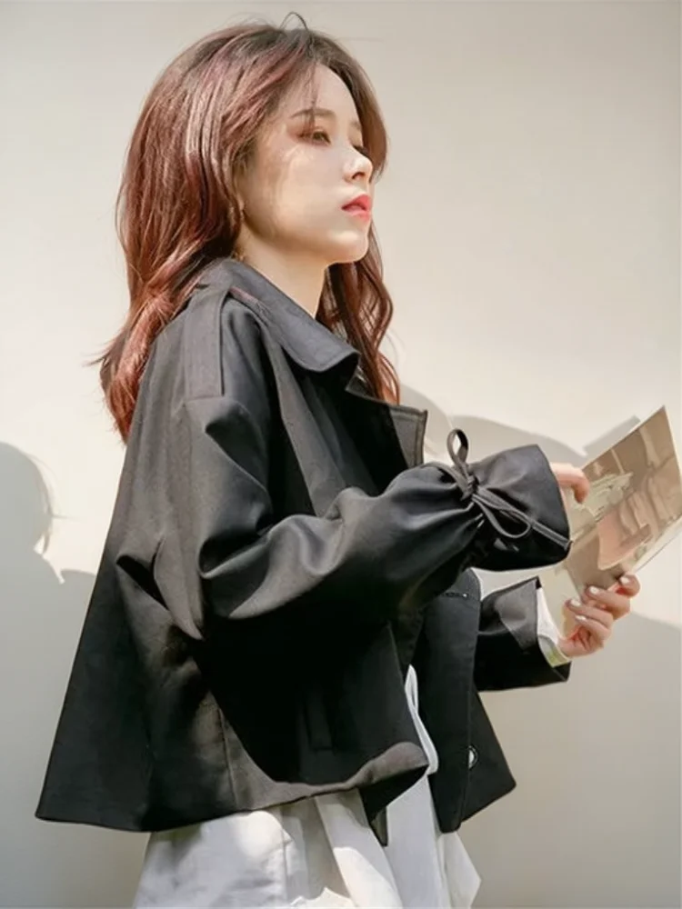 

Blazers Womans Belted Womens PU Crop Club Modern No Button Design Diagonal Cut Hem Tier Back Side Slit Fresh Young Cool Sweaters