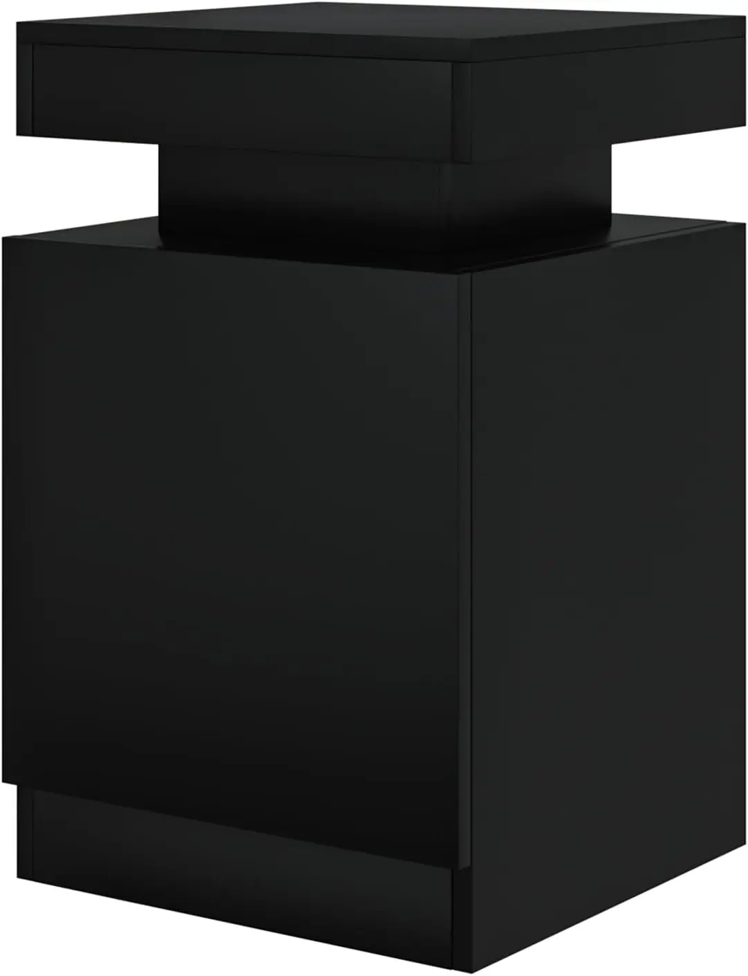 Conjunto de mesa de cabeceira oneinmil com 2 luzes LED, suporte de cabeceira com armário de armazenamento para quarto, mesa de cabeceira com LED, preto