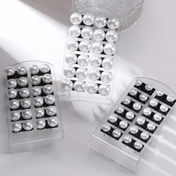 New 12 pairs/set White Imitation Pearl Stud Earrings For Women Girls Ear Jewelry Round Ball 8mm 10mm 12mm