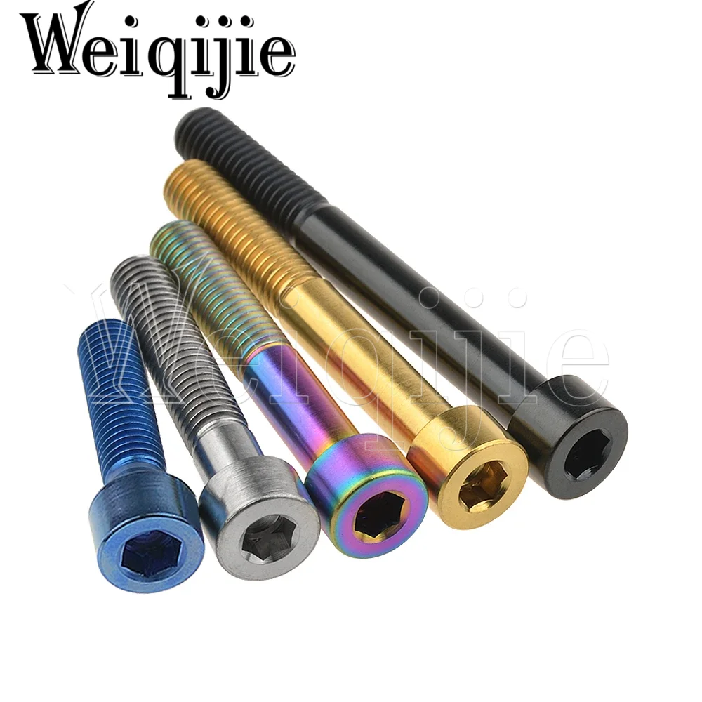 Weiqijie Titanium Bolt M7/M8x15 20 25 30 32 35 40 43 45 50 60 70mm Hexagon Screw for Bicycle Motorcycle Titanium Screw