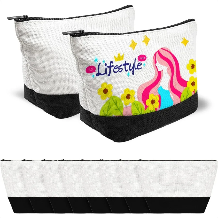 10 حزمة 9x5.5 الفراغات التسامي حقائب مستحضرات التجميل حقيبة أقلام رصاص السائبة متعددة الأغراض لتقوم بها بنفسك أكياس ماكياج نقل الحرارة مع سحاب لتقوم بها بنفسك C