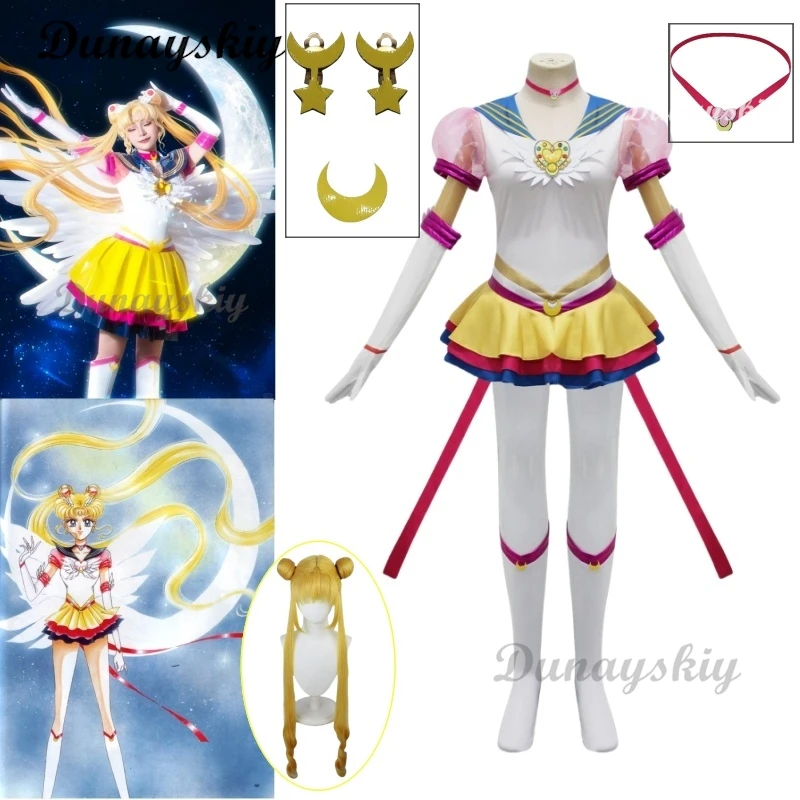 

Tsukino Usagi Anime JK Sailor Cosplay Costume Wig Uniform Dress Outfits Cosplay Yellow Wig Halloween Carnivl Party Women