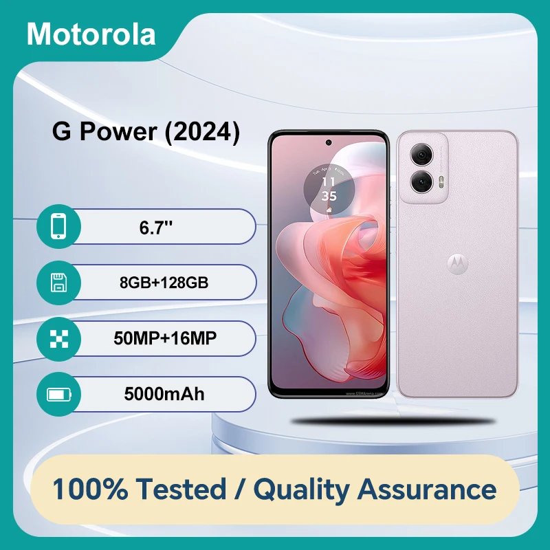 مفتوح الأصلي Motorola Moto G Power (2024) XT2415 بصمة الإصبع NFC 128GB 8GB RAM 6.7 بوصة 50MP Android 14 5000mAh