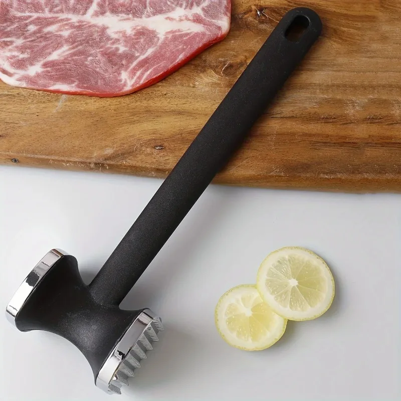 Heavy Duty Stainless Steel Meat Tenderizer Hammer with Rubber Grip Kitchen Pounding And Tenderizing Tool