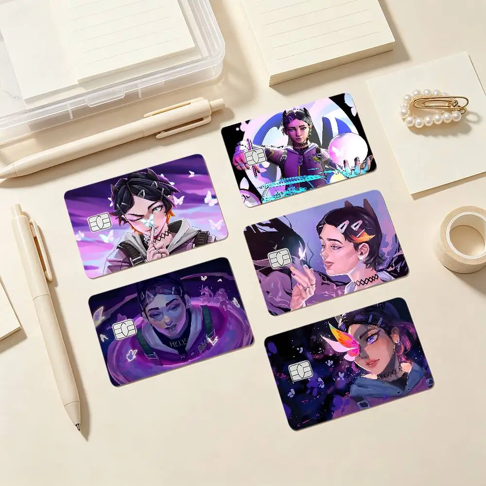 Cute C-Clove V-ValorantS Card Stickers Credit Card DIY Card Protector Stickers Waterproof Film Skin Cover