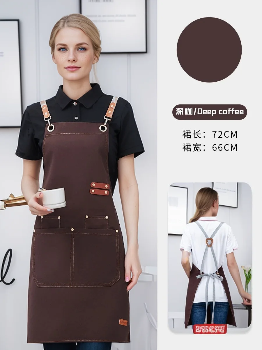 Wasserdichte Küchenschürze, professionelle Küchenschürze, Restaurant, Geschäft, Kellner, Arbeitsuniform, Damen/Herren, mit Taschen, Reinigungsschürze – Detail 10
