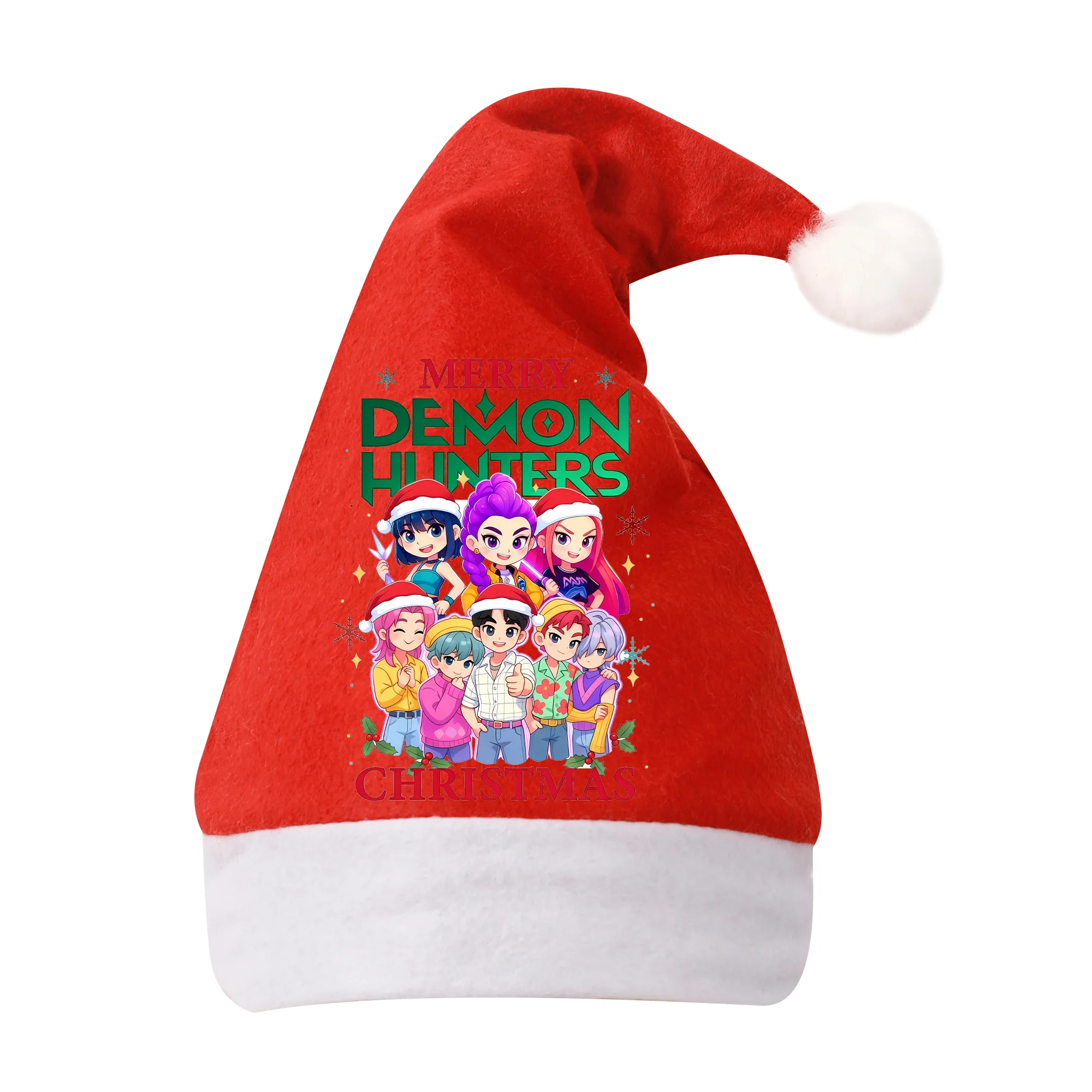 KPop شيطان الصيادين عيد الميلاد قبعة الكبار الطفل القبعات الكرتون المطبوعة قبعات عيد الميلاد اكسسوارات الفتيات الفتيان عطلة لوازم الحفلات هدية