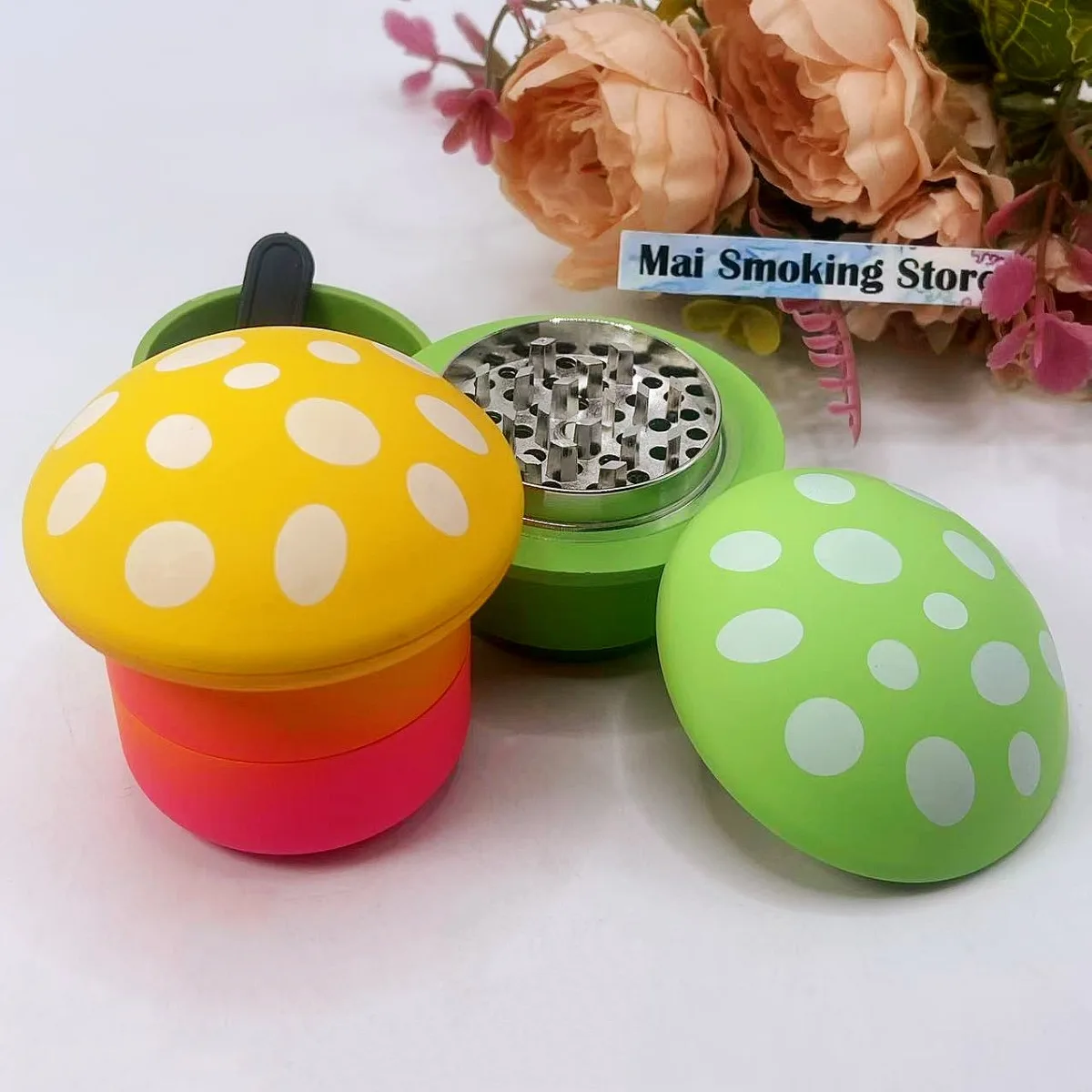 

65mm Mushroom Herb Grinder 3-layer Manual Spice Crusher Pepper Mill Salt Mortar Raw Grass Tobacco Grinder Smoking Cigarette Tool