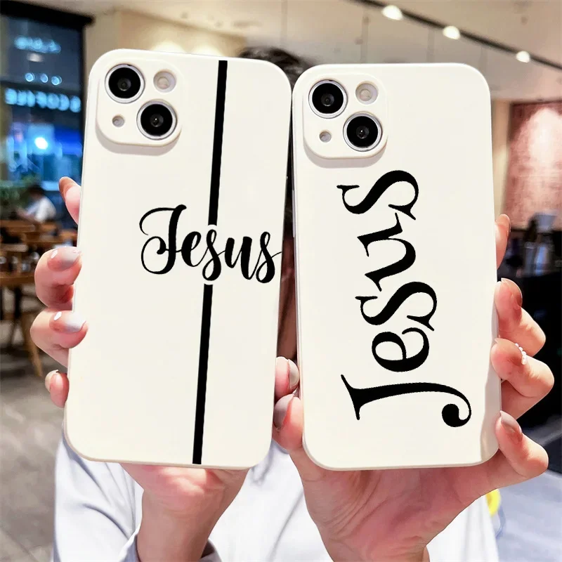 Christian Religious Faith Jesus Phone Case for iPhone 16 15 13 14 12 11 Pro Max Mini 7 8 Plus SE Soft White Silicon Cover Skin
