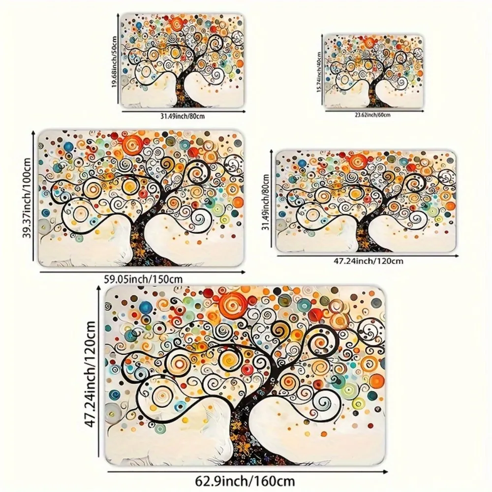 سجادة شجرة الحياة النابضة بالحياة من VIKAMA، غرفة المعيشة، الدراسة، سجادة باب ديكور المدخل، سجادة أرضية ناعمة ومريحة لديكور المنزل #6