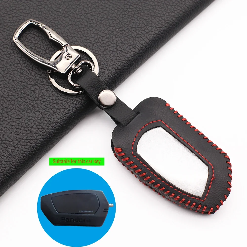 For Pandora DXL 4950 DX-90BT DX-91 Two Way Russian Version Car Alarm LCD Remote Leather Key Case Keychain Cover