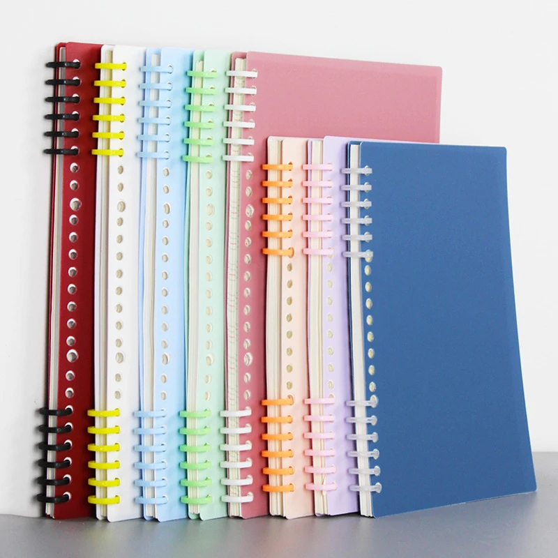 12Pcs/set 6 Holes Candy Color Loose-leaf Plastic Binding Ring Spring Spiral Rings A4 A5 Paper Notebook Stationery Binding Clip