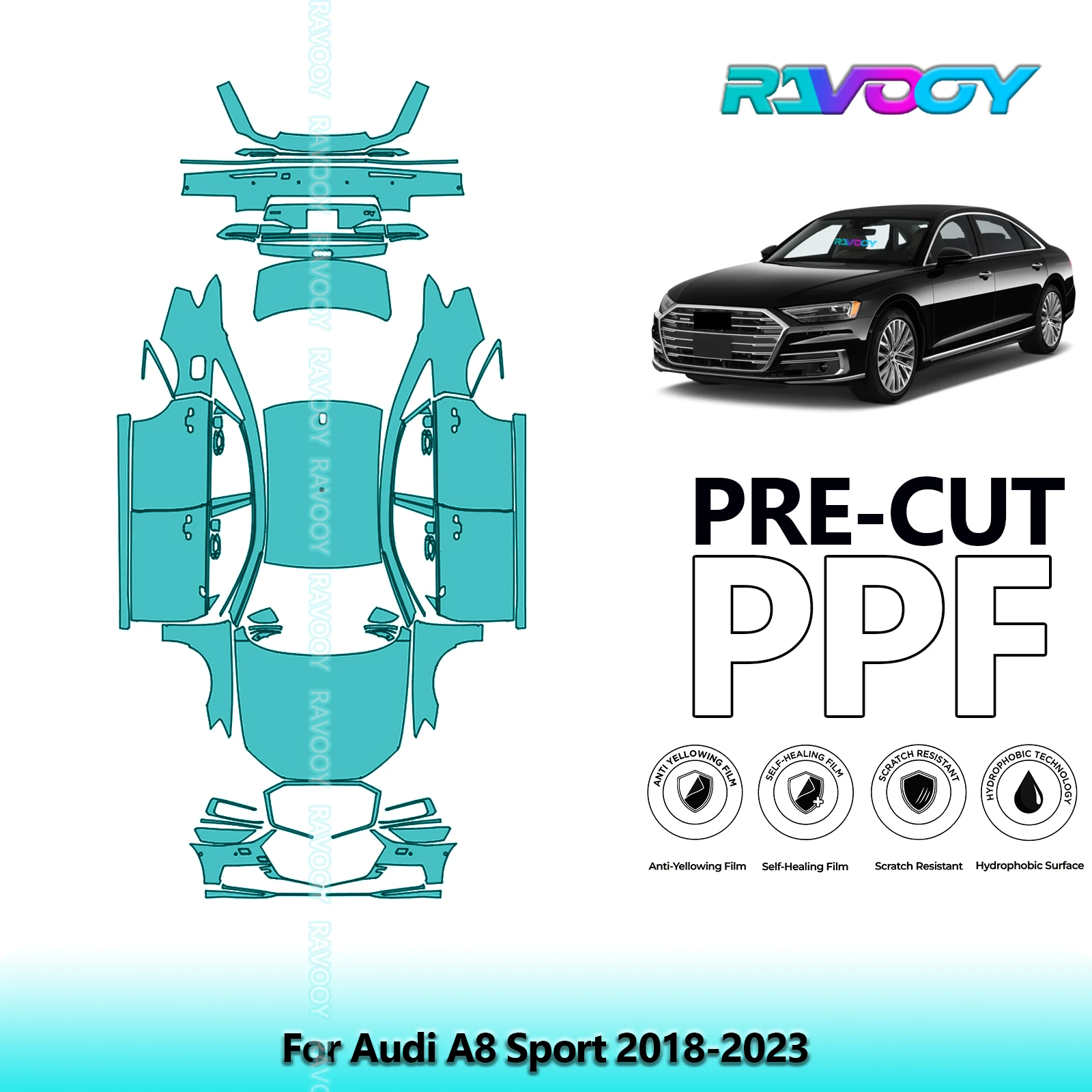 

Full Vehicle Clear Bra Precut PPF Paint Protection Film For Audi A8 Sport 2018-2023