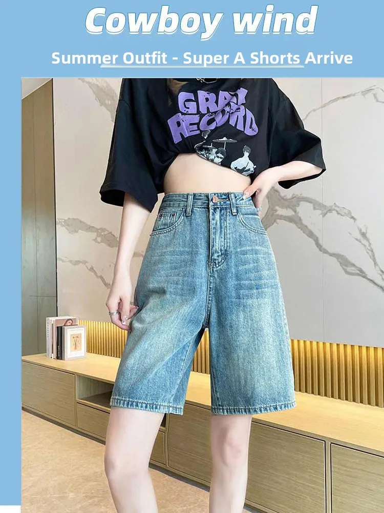

High Waist Wide Leg Jeans Women's Summer Thin Loose A-Line orts Straight Pants Casual Comfortable Cool Feeling Denim