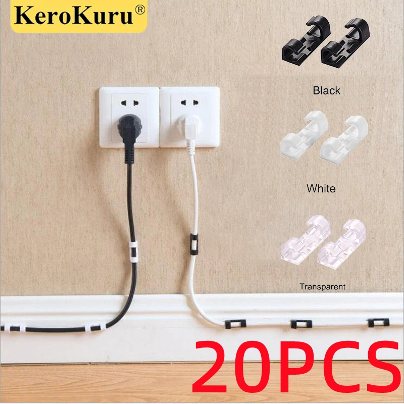 

20/16/5Pcs Cable Clips Self-Adhesive Cable Organizer Cord Management System Cord Holder for Wire Management Desk Car Office Home