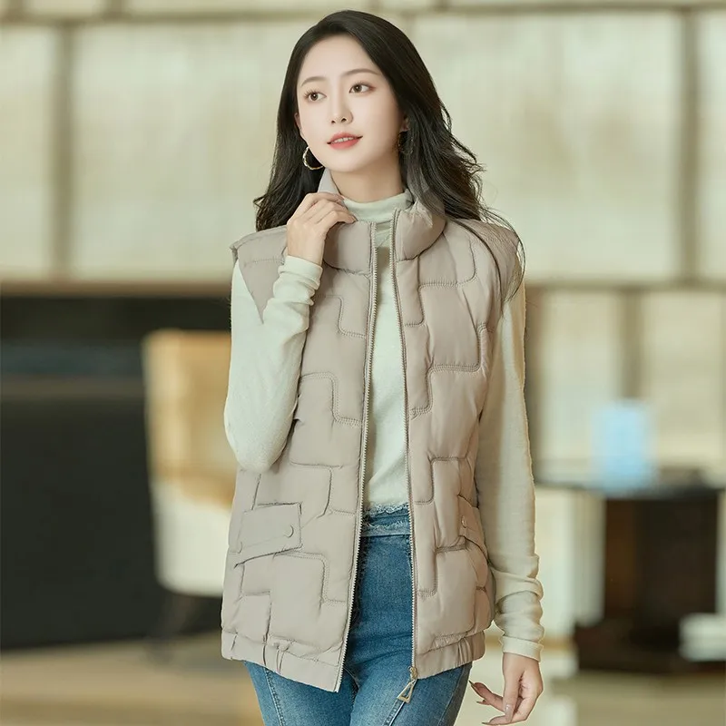 

Autumn Padded Vest Jacket Women Clothing Loose Fit Parkas Casual Fashion Sleeveless Coat