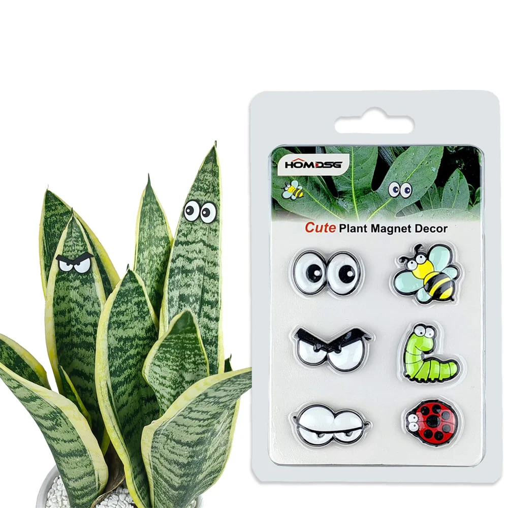 Unique Gift Potted Plant Strong Magnet Water Proof Material Safety Simple And Durable Lovely Plant Leaves Eye Insect Magnet Eyes