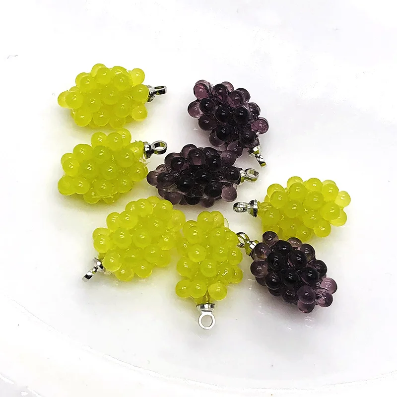 3pcs 3D Crystal Grapes Earring Charms Mini Miniature Fruit Pendant For Eardrop Bracelet Keychain Decor Diy Sweet Jewelry Make