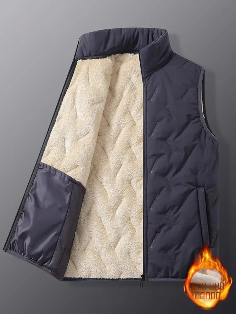 

Мужская утепленная зимняя куртка из овечьего вельвета с воротником-стойкой, модное пальто для мужчин среднего и старшего возраста