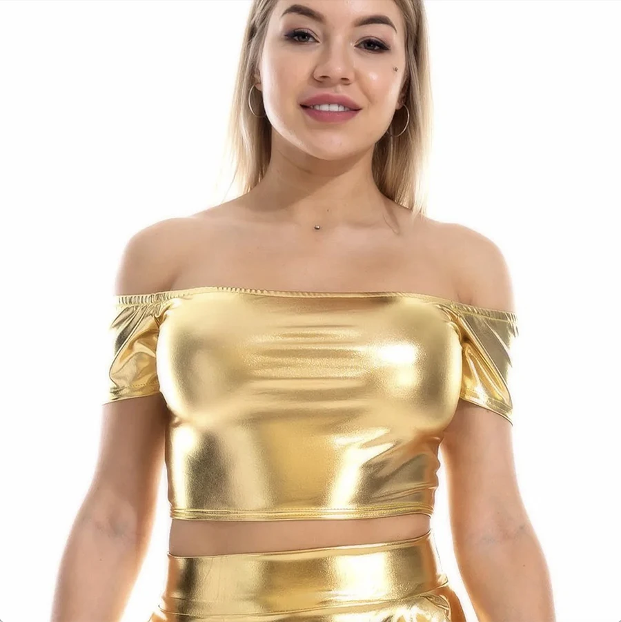 ผู้หญิงเซ็กซี่เงาแจ๊ส Belly Latin Dance เครื่องแต่งกายไม่มีรอยต่อด้านบนเงา Strapless เทศกาล Club Party Bandeau Crop Top ยืด