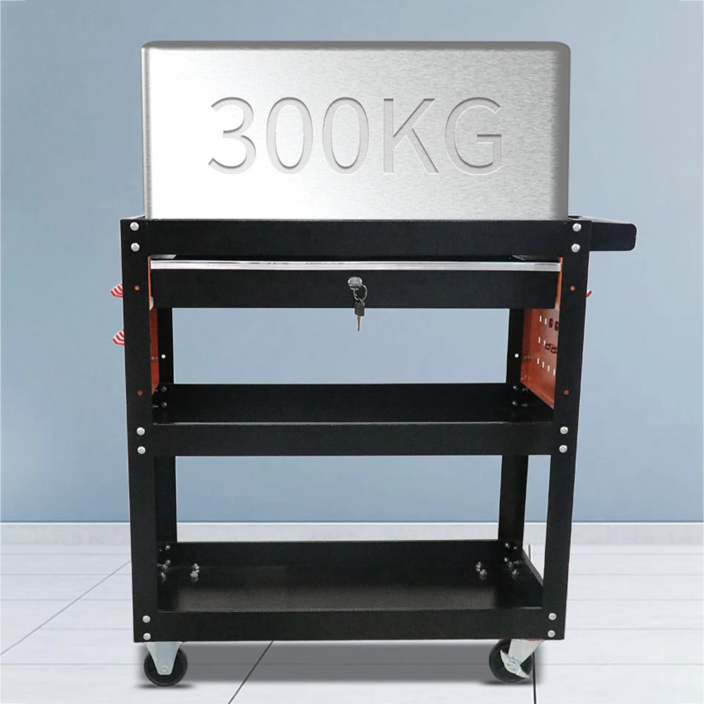 3-layer أداة عربة أدوات متعددة الوظائف عربة أدوات الدب 300 كجم مع درج ولوح بيجبورد جانبي لدمى المرآب الصناعية