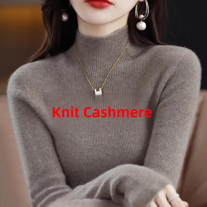 

Облегающий шерстяной вязаный свитер с высоким воротником, осень-зима, женский базовый слой Faion, модный модный свитер без катышков...