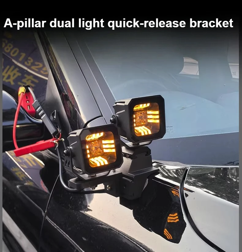 For Haval M6 Plus Car A-pillar Led Spotlight Expansion Bracket Front Hood Dual Light Quick-Release Lamp Stand Accessories