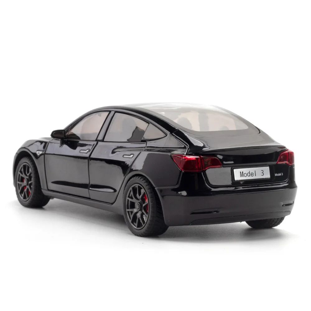 1:24 Teslaรุ่น3จําลองDiecastโลหะผสมรุ่นรถเสียงดึงกลับคอลเลกชันของเล่นเด็กของขวัญ