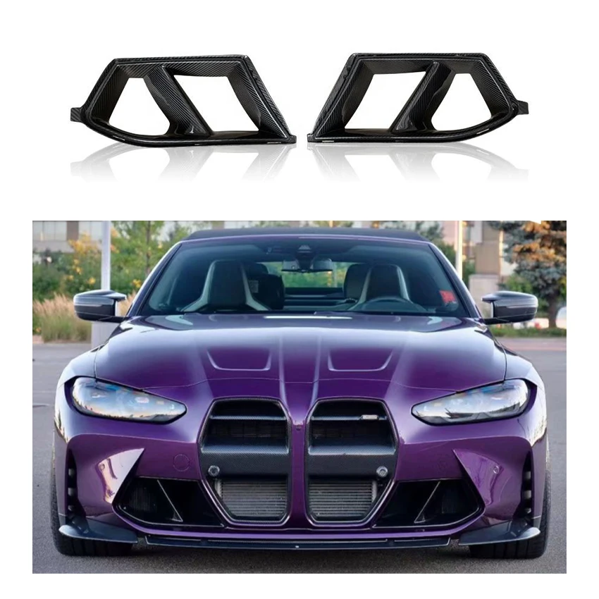

2PCS Dry Carbon Fiber Front Bumper Air Duct Vent Trim Replacement for BMWS M3 G80 M4 G82 Front Bumper Air Duct Vent