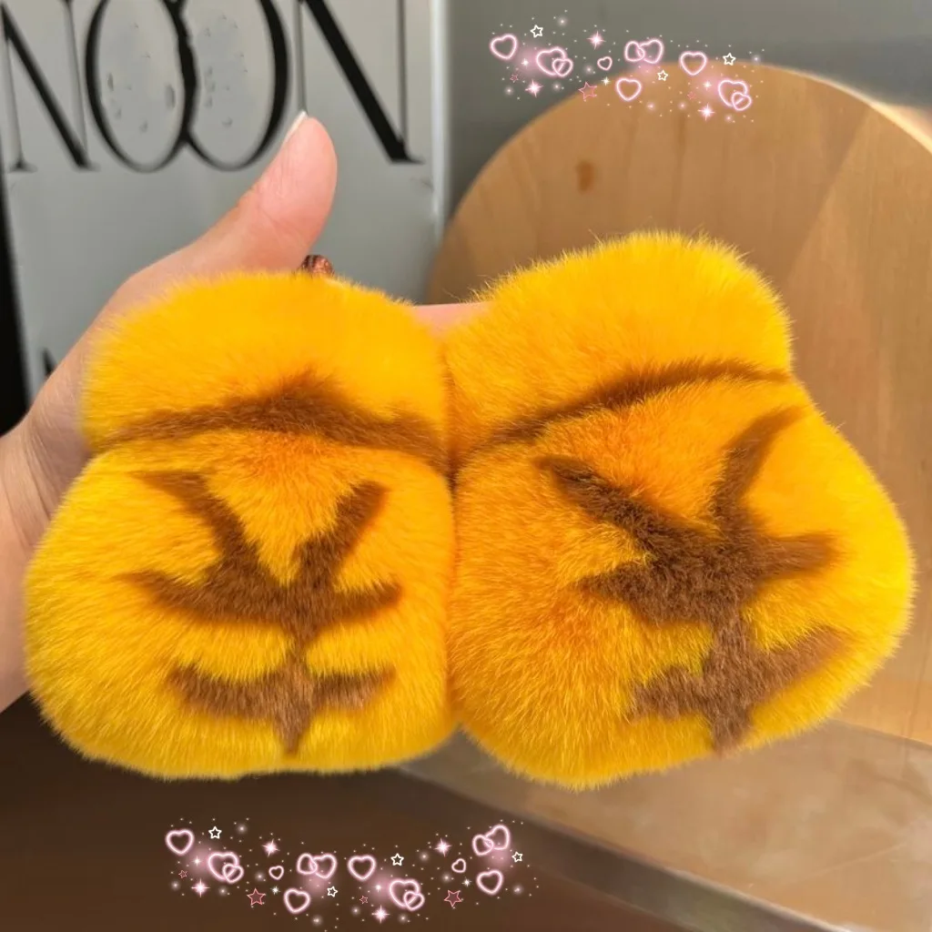 Cute otter rabbit fur little gold pouch keychain pendant ins lucky money bag for wealth, creative bag charm gift