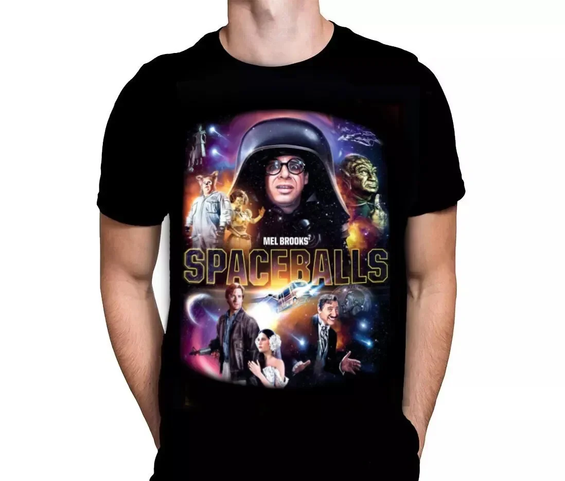 Camiseta de algodón negra para hombre Spaceballs, mercancía de la película de ciencia ficción y comedia, estampado extragrande