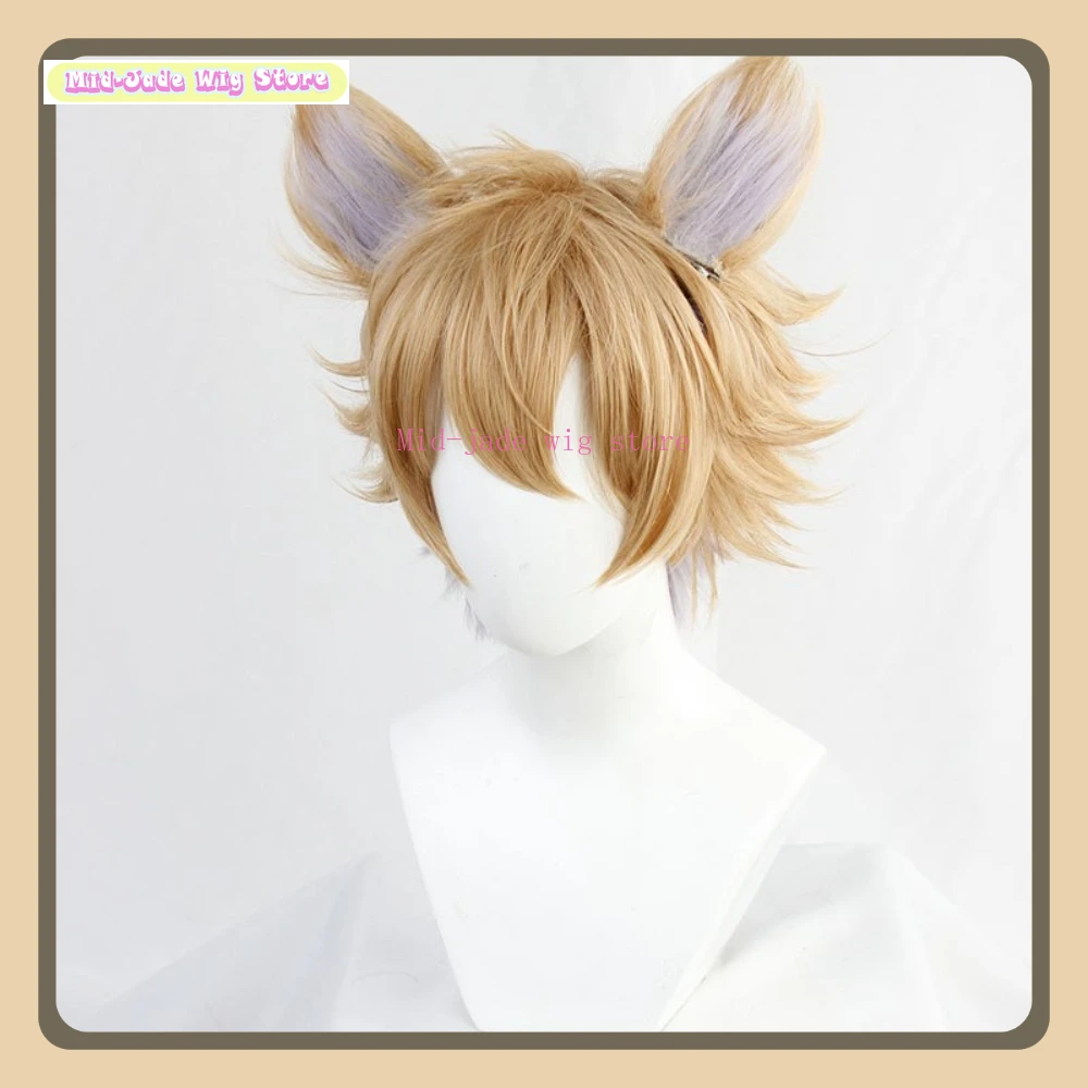 Parrucca cosplay Twisted Wonderland Ruggie Bucchi Anime Cosplay Party Capelli sintetici resistenti al calore + orecchie Negozio di parrucche Mid-jade