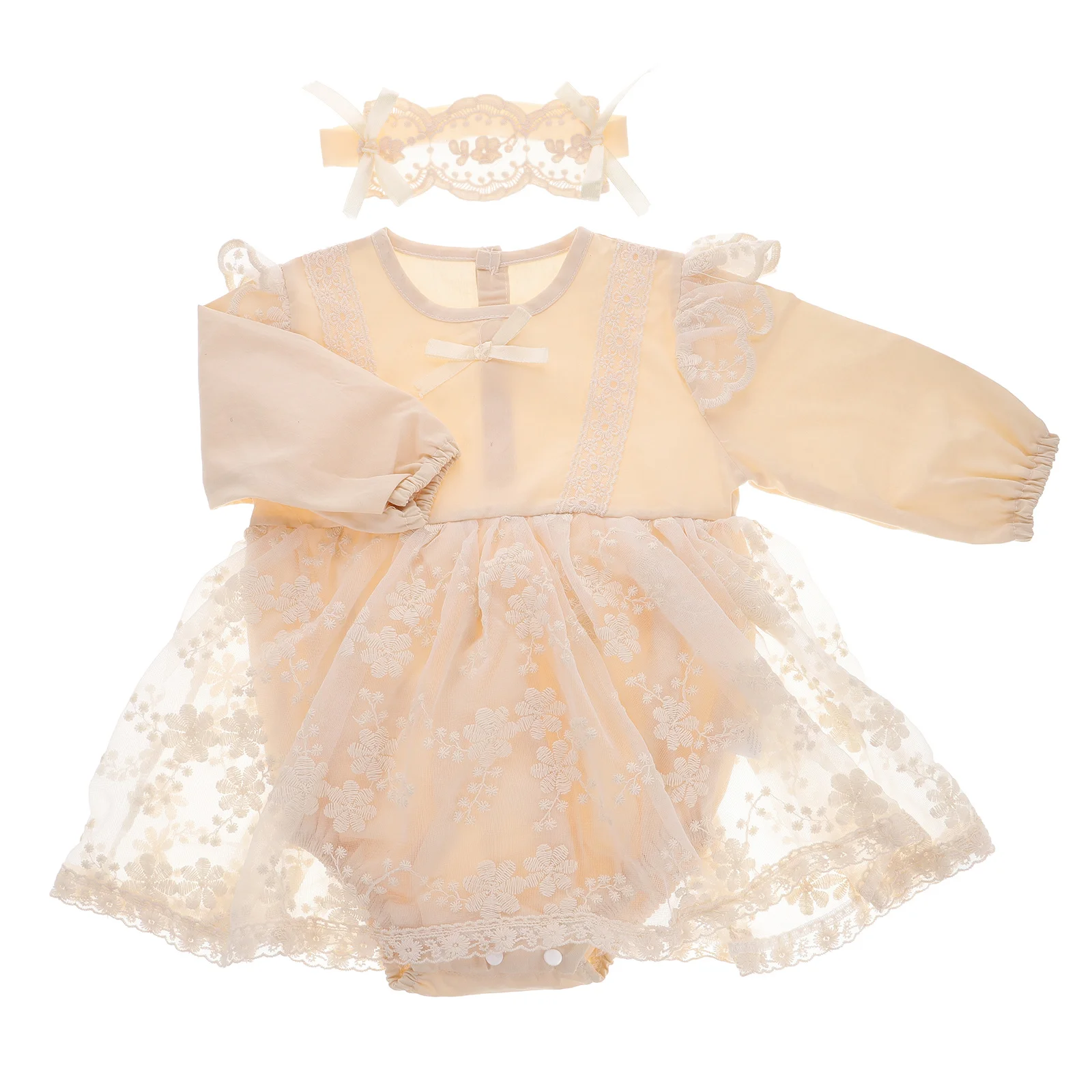 

Baby Romper Newborn Long Sleeve Lace Dress Soft Cotton Breathable Infant Outfit For Spring Wear Parties Photoshoots Daily