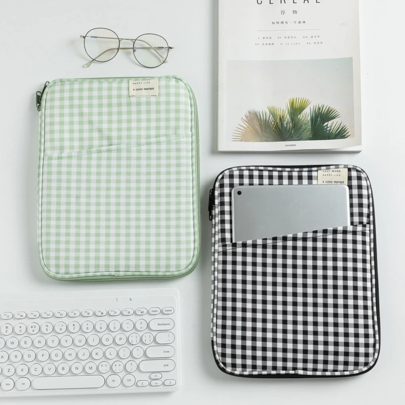 Bolsa de ordenador de rejilla Simple coreana de 11/13 pulgadas, funda para tableta, bolsas bonitas y dulces para ordenador portátil, funda para portátil, regalos para niñas