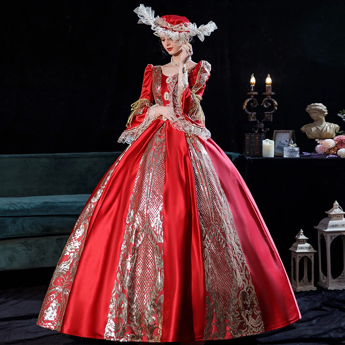 프랑스 코트 드레스 가장 무도회 패션쇼 연례 회의 호스트 스팽글 공주 의상 Vestidos De Noche Elegantes Dress Festa Luxo
